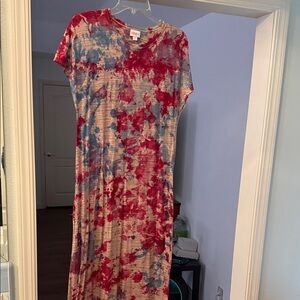 Custom Pink and Blue Tie-Dye Maxi Dress